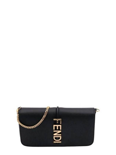 Graphy Chain Leather Long Wallet Black - FENDI - BALAAN 2