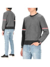 RWB Striped Crew Neck Knit Top Grey - THOM BROWNE - BALAAN 2