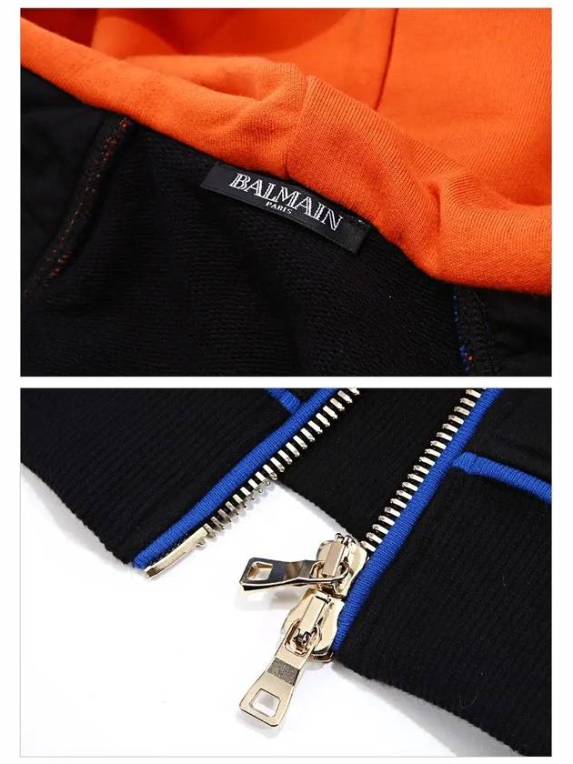 Hooded Zip-Up Jacket Orange Black - BALMAIN - BALAAN 7