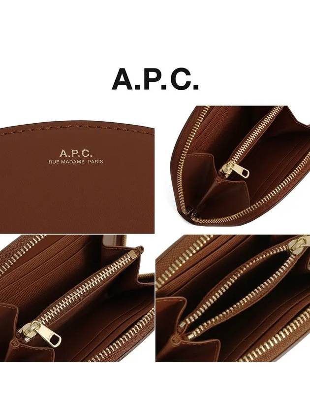 Demiloon Half Moon Zipper Card Wallet Brown - A.P.C. - BALAAN.