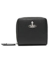 Logo Plaque Zip-Up Half Wallet Black - VIVIENNE WESTWOOD - BALAAN 2