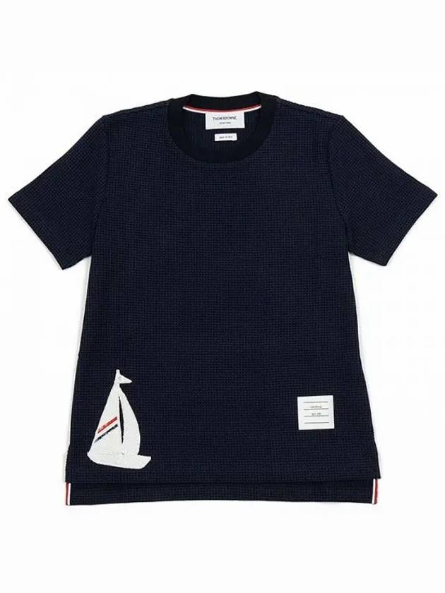 Women's Short Sleeve T-Shirt Navy - THOM BROWNE - BALAAN 2