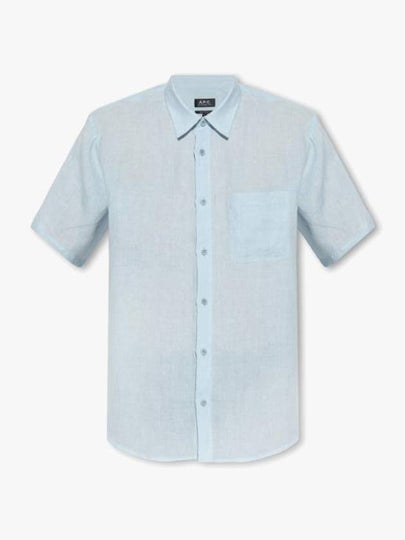 Bellini Linen Short Sleeve Shirt Blue - A.P.C. - BALAAN 2