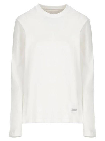 Logo Plaque Cotton Long Sleeve T-shirt White - JIL SANDER - BALAAN 1