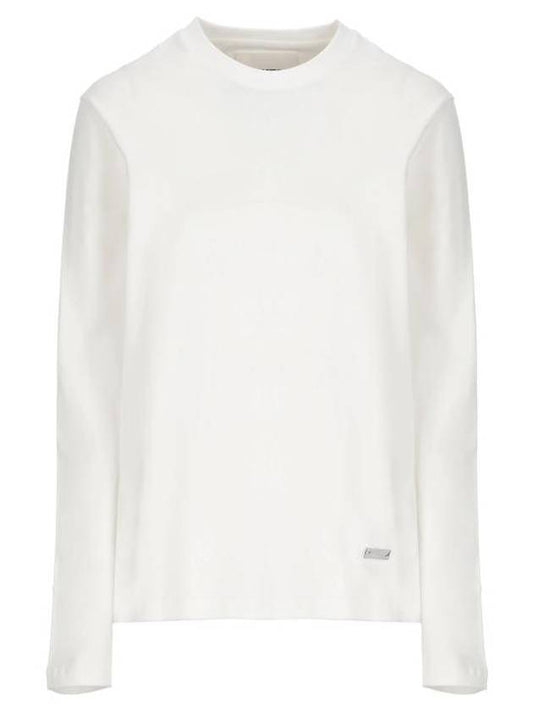 Logo Plaque Cotton Long Sleeve T-shirt White - JIL SANDER - BALAAN 1