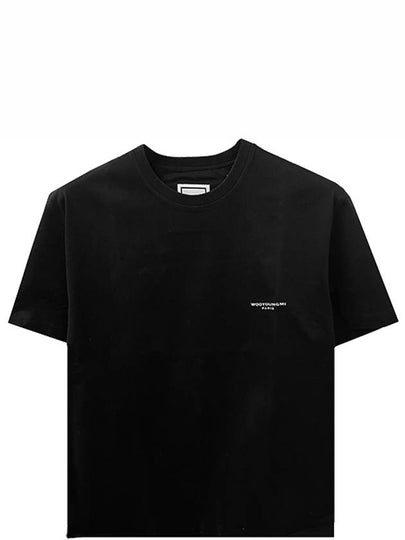 Back Logo Square Label Cotton Short Sleeve T-Shirt Black - WOOYOUNGMI - BALAAN 2