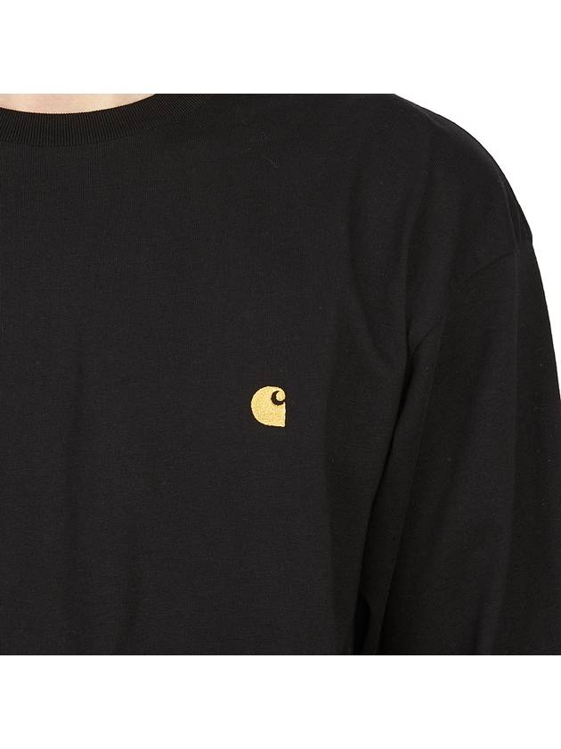 Men's Chase Mini Embroid Logo Long Sleeve T-Shirt Black - CARHARTT WIP - BALAAN 9