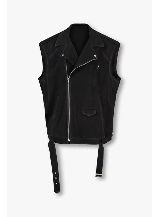 WOMEN Belted Zip Up Nubuck Vest Black - RICK OWENS - BALAAN 1