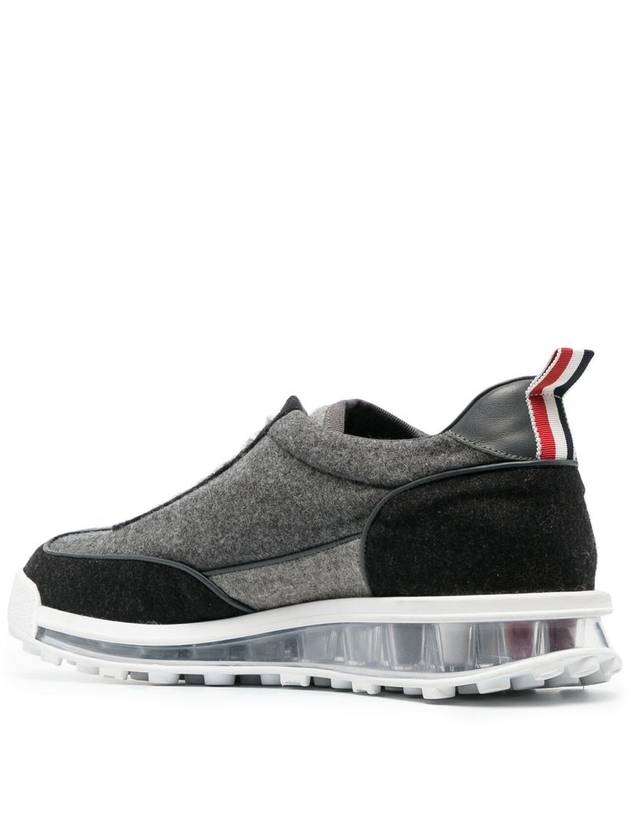 Flannel Clear Sole Low Top Sneakers Grey - THOM BROWNE - BALAAN 4