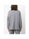 Women's Virgin Wool Loopback 4 Bar Crewneck Sweatshirt Grey - THOM BROWNE - BALAAN 4