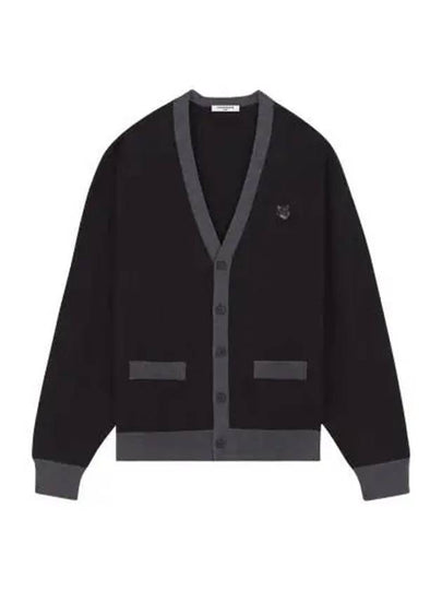 Bold Fox Head Patch Two-Tone Cardigan Black - MAISON KITSUNE - BALAAN 2