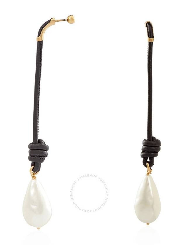 Burberry Faux Pearl Detail Knotted Leather Cord Drop Earrings - BURBERRY - BALAAN 3