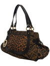 Women s 8BR628 Zuka Leopard Fabric Gold Logo Decorated Shoulder Bag - FENDI - BALAAN 2