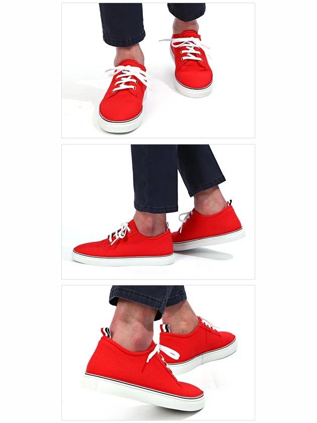 Canvas Low Top Sneakers Red - THOM BROWNE - BALAAN 3