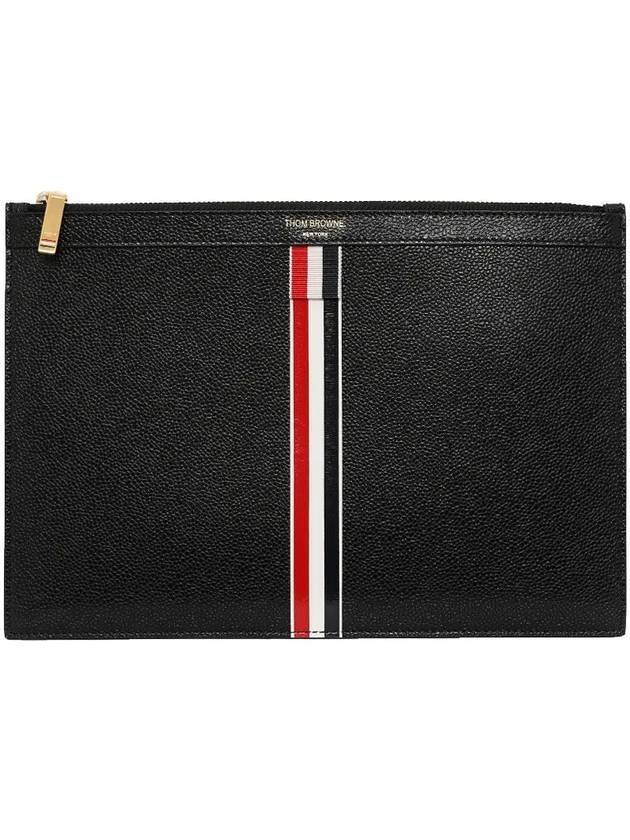 Intarsia Stripe Clutch Bag Black - THOM BROWNE - BALAAN.