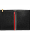 Intarsia Stripe Clutch Bag Black - THOM BROWNE - BALAAN 1