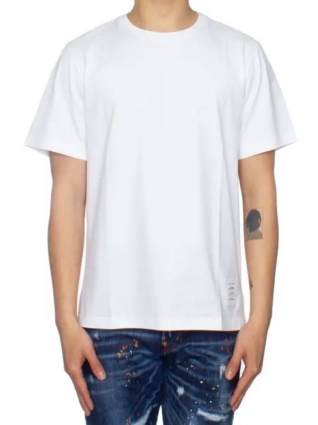 Men's Side Slit Relaxed Short Sleeve T-Shirt White - THOM BROWNE - BALAAN 3