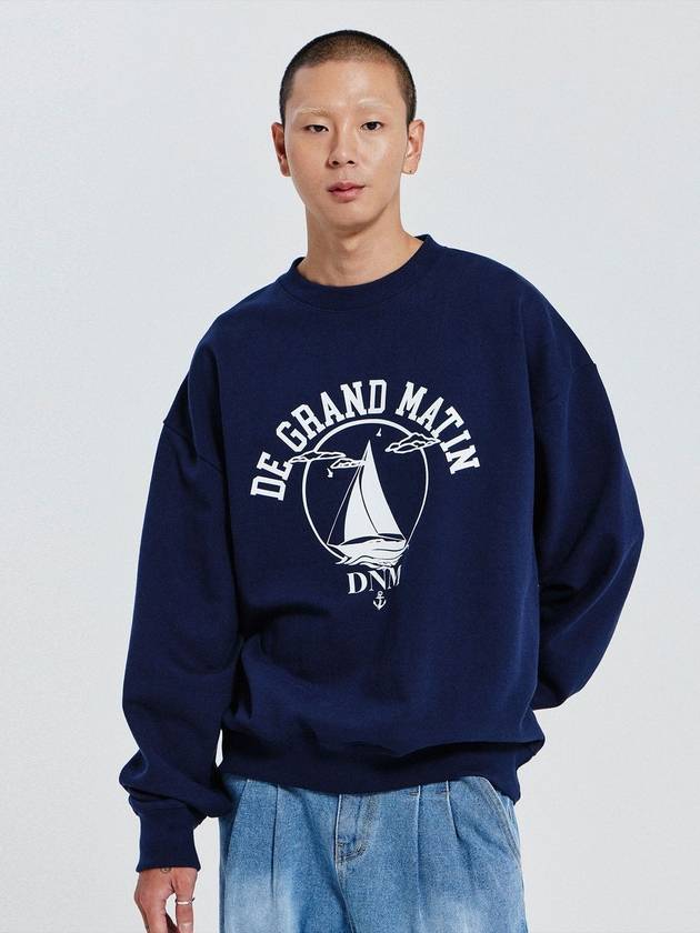 V Heavy Sweat Yacht Sweatshirt Navy - DE GRAND MATIN - BALAAN 2