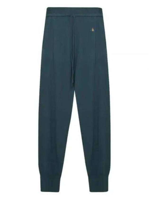 Women's Embroidered Logo Cashmere Blend Track Pants Emerald - VIVIENNE WESTWOOD - BALAAN 2