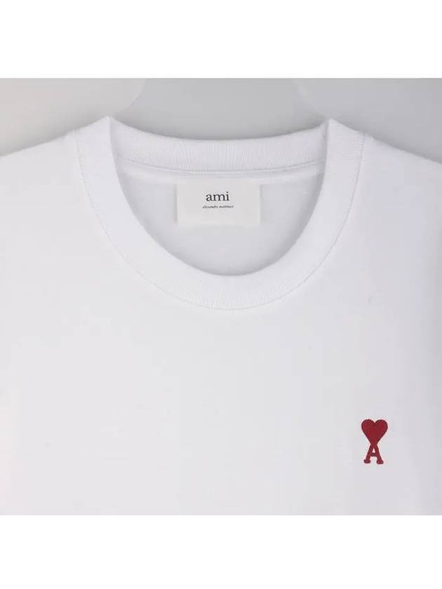 Small Heart Logo Boxy Fit Short Sleeve T-Shirt White - AMI - BALAAN 5