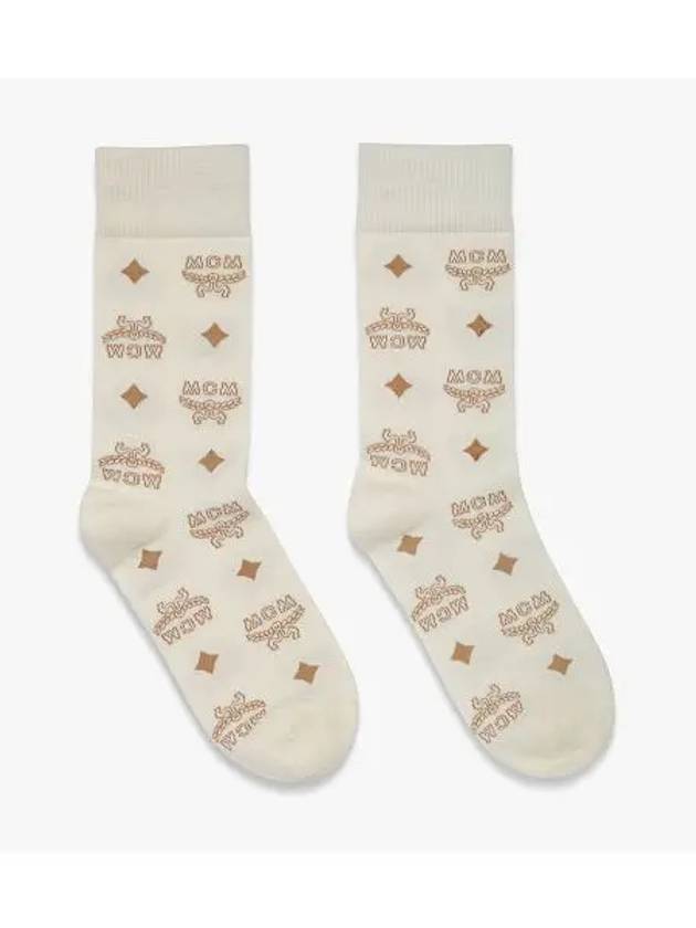 Monogram Knit Socks White - MCM - BALAAN 2