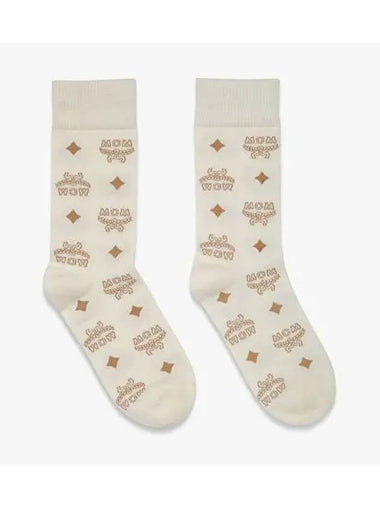 Monogram Knit Socks White - MCM - BALAAN 1