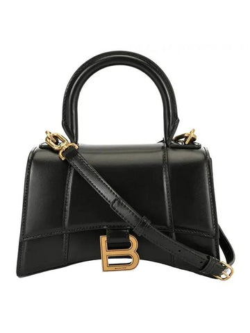 Hourglass XS Glossy Calfskin Tote Bag Black - BALENCIAGA - BALAAN 1