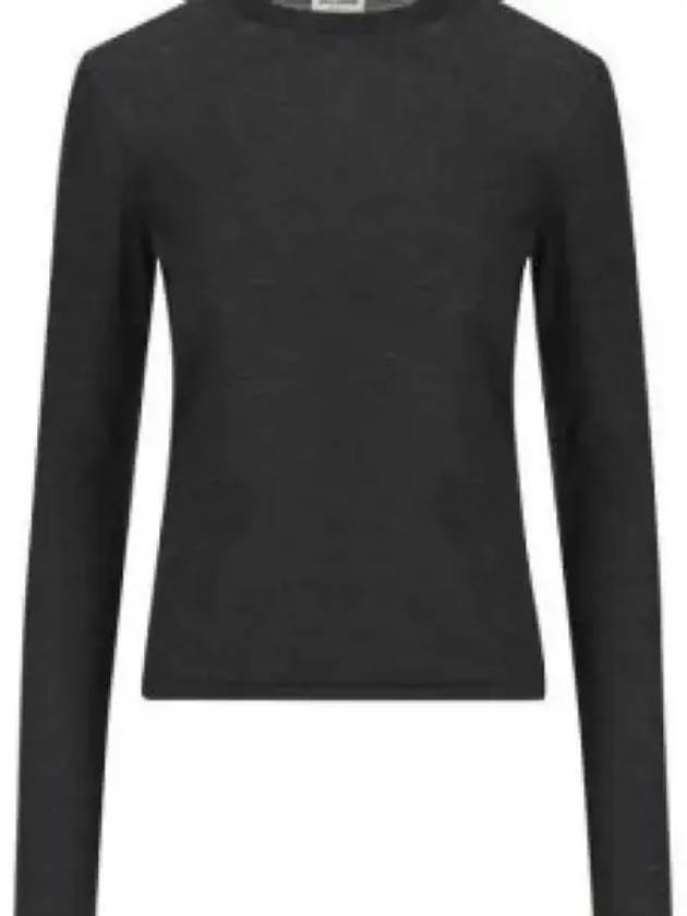 Crew Neck Cashmere Wool Silk Knit Top Charcoal - SAINT LAURENT - BALAAN 2