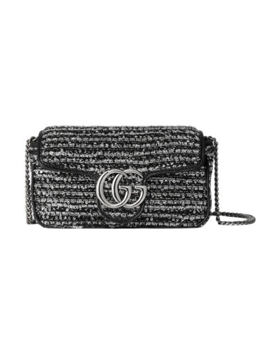 GG Marmont Super Mini Cross Bag Black Silver - GUCCI - BALAAN 1