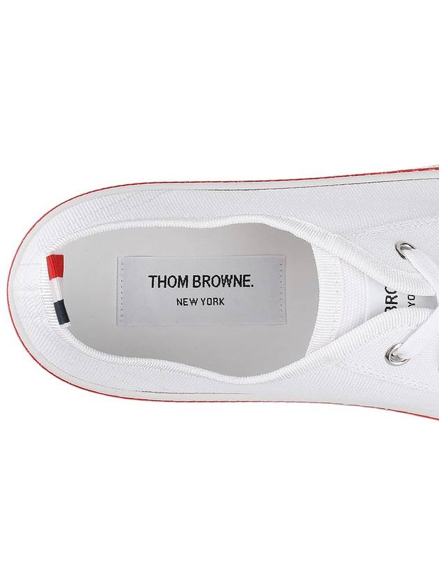 Striped Trim Lace-up Low Top Sneakers White - THOM BROWNE - BALAAN 9