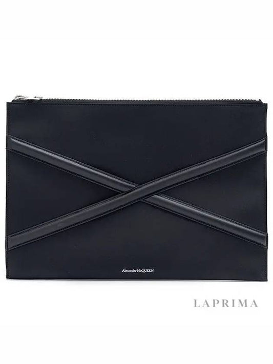 Harness Nylon Clutch Bag Black - ALEXANDER MCQUEEN - BALAAN.