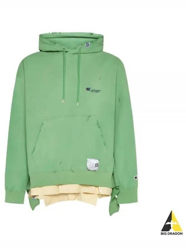 Distressed Effect Oversized Hoodie Green - MIHARA YASUHIRO - BALAAN 2