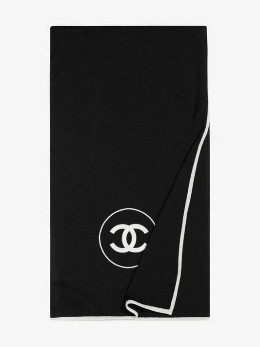 CC Logo Cashmere Silk Scarf Black - CHANEL - BALAAN 2