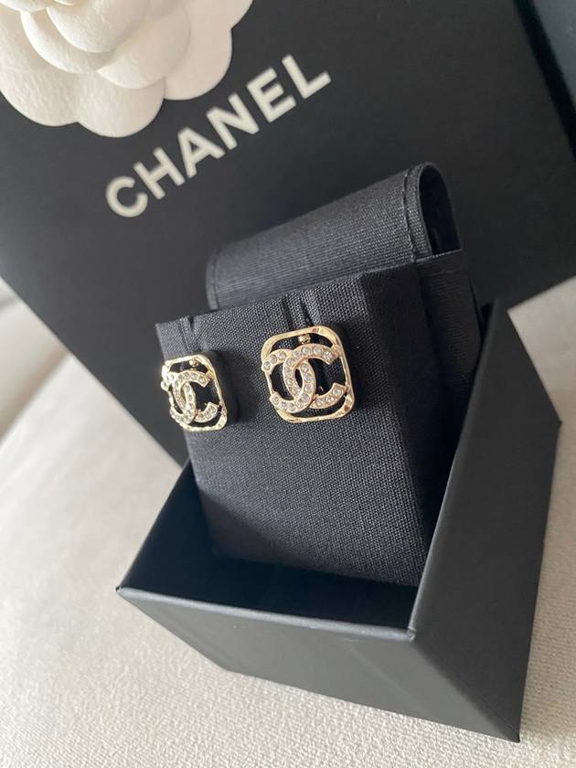 CC logo earrings square cubic gold ABA254 - CHANEL - BALAAN 3