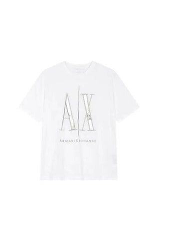 Unisex Twinkle Logo Crew Neck T Shirt White 271607 - ARMANI EXCHANGE - BALAAN 1