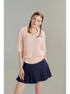 Falling in Golf V-neck collar cable knit pink - GOXO - BALAAN 2