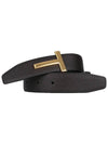 T Logo Reversible Leather Belt Black Brown - TOM FORD - BALAAN 2