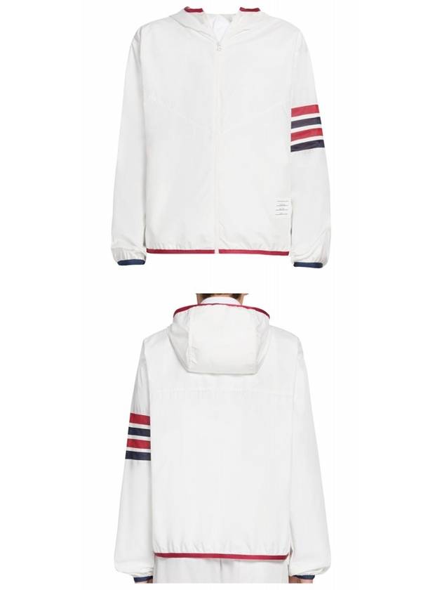 Military Ripstop Mesh 4-Bar Packable Hooded Jacket White - THOM BROWNE - BALAAN 5