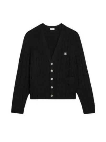 Triomphe Embroidered Cable Knit Cashmere Cardigan Black - CELINE - BALAAN 2