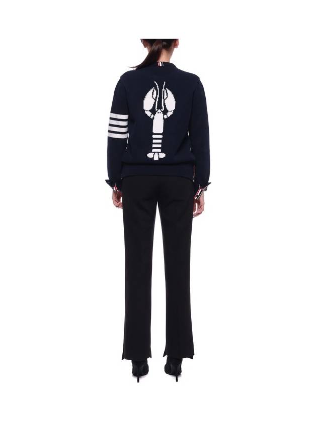 Women's 4 Bar Stripe Lobster Intarsia Merino Wool Knit Top Navy - THOM BROWNE - BALAAN 6