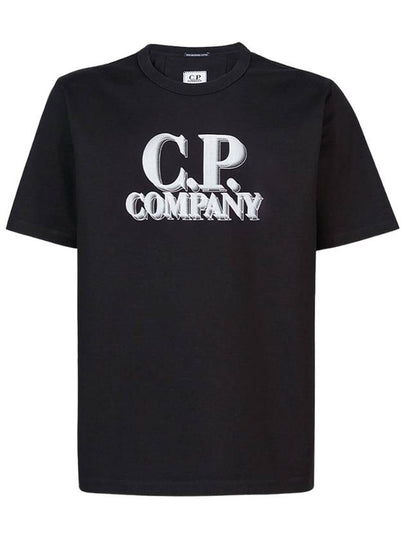 30/1 Jersey Logo Print Short Sleeve T-Shirt Black - CP COMPANY - BALAAN 2