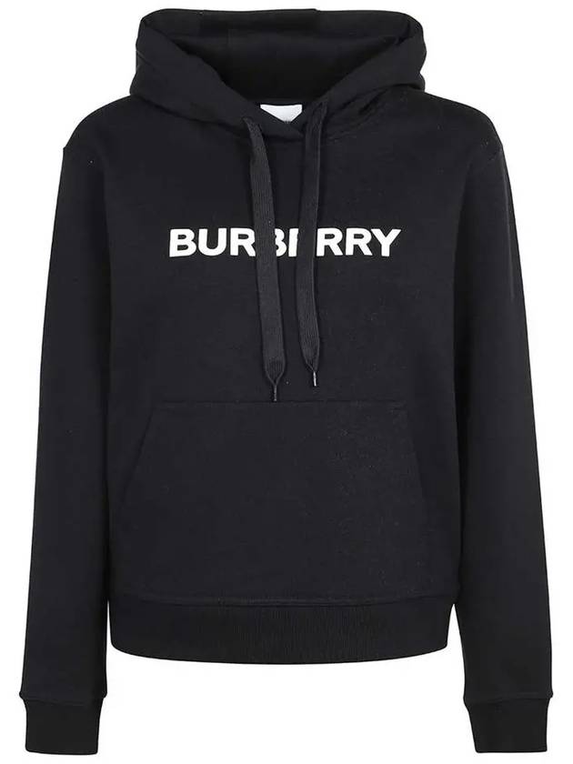 Logo Print Cotton Oversized Hoodie Black - BURBERRY - BALAAN 2