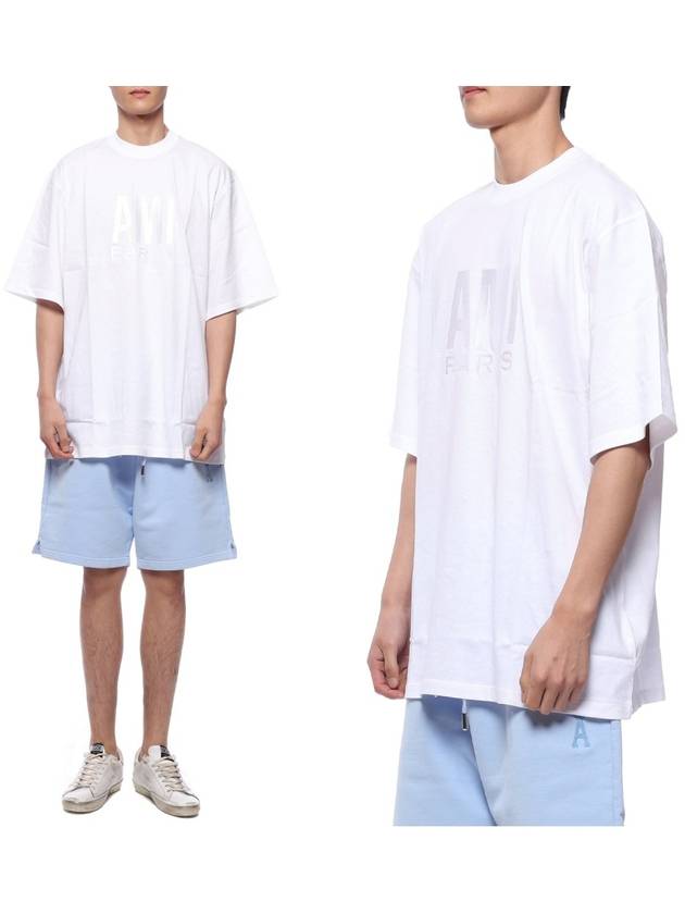 Logo Overfit Short Sleeve T-Shirt White - AMI - BALAAN 2