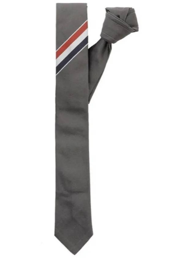 Men's Grosgrain Stripe Tie Dark Grey - THOM BROWNE - BALAAN 3