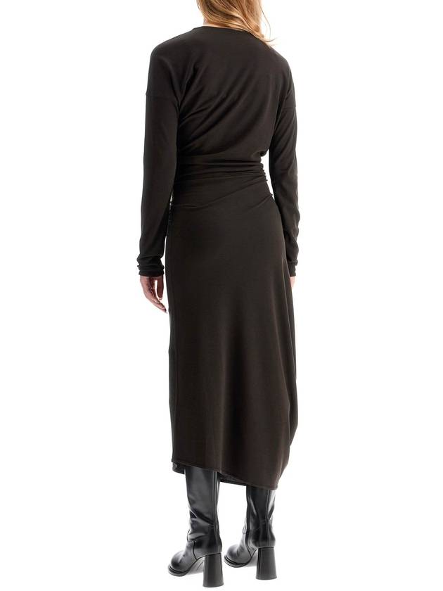 Long sleeve twist midi dress dark espresso - LEMAIRE - BALAAN 4