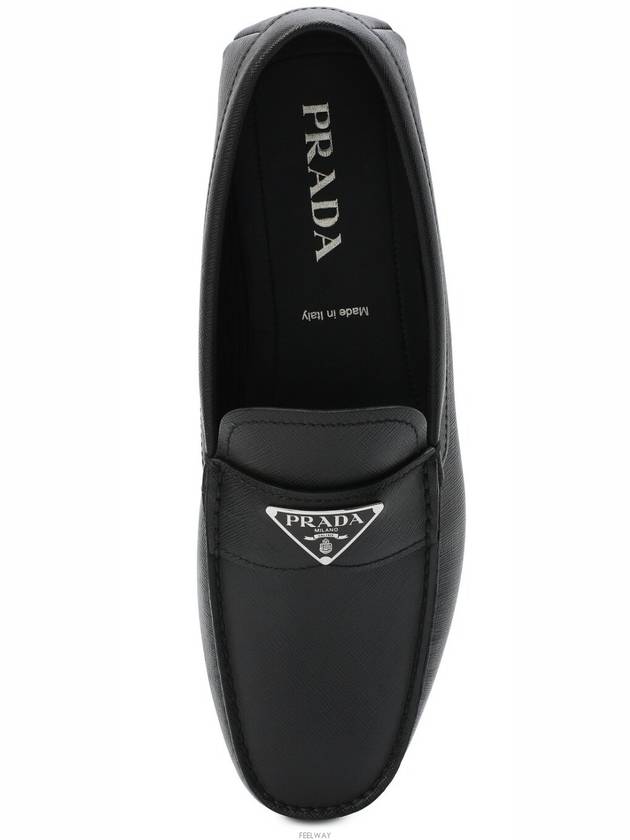 Triangle Logo Saffiano Driving Loafers Black - PRADA - BALAAN 4