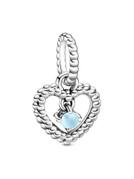 Sky Blue Beads Heart Dangle Charm Silver - PANDORA - BALAAN 1