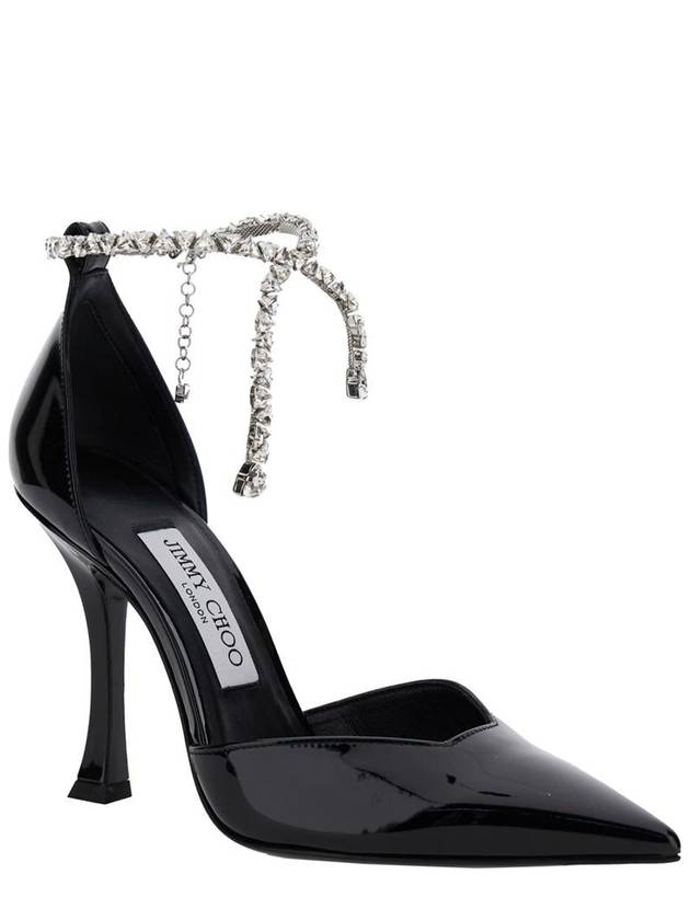 'Stevie' Black Pumps With Crystal Embellished Strap And High Sculpted Heel In Leather And Crystals Woman - JIMMY CHOO - BALAAN 2