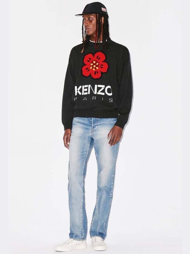 Boke Flower Wool Jumper Knit Top Black - KENZO - BALAAN 4