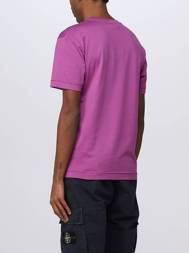 Logo Patch Cotton Short Sleeve T-Shirt Magenta - STONE ISLAND - BALAAN 4